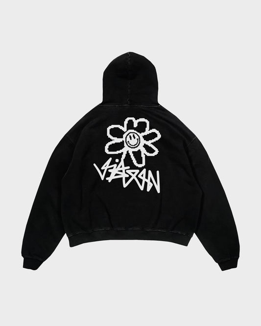 HOODIE SUNFLOWERS BLACK