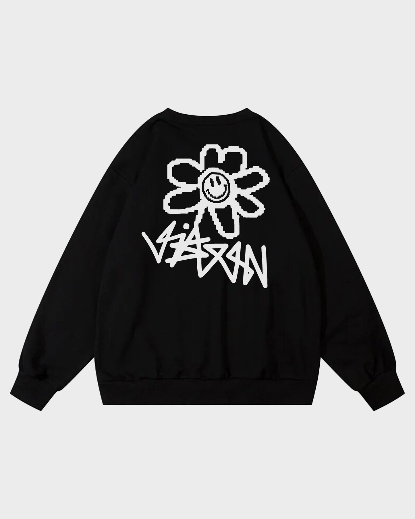 CREWNECK SUNFLOWERS BLACK